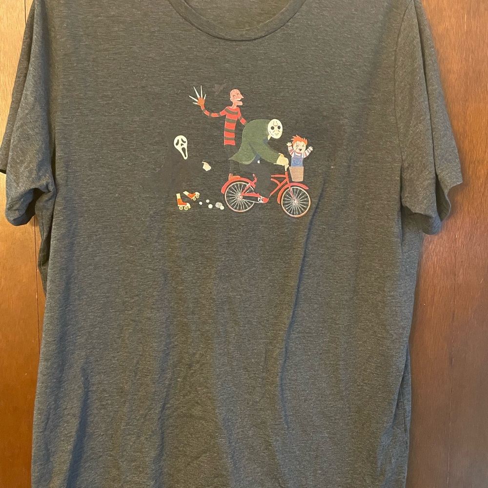 Gray tee - horror movie tee.